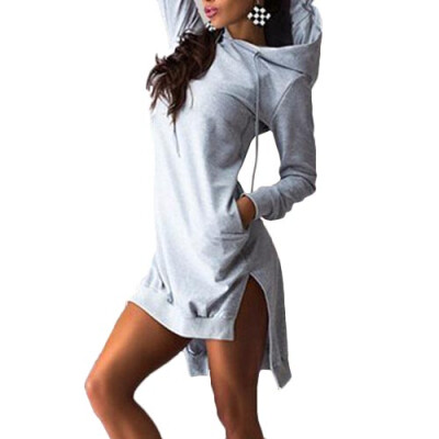 

CT&HF Women Irregular Hoodie Dress Cotton Women Hooded Dresses