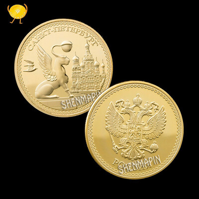

Russian goldsilver plated commemorativet coins St Petersburg blood Cathedral souvenir metal craft coins collectibles