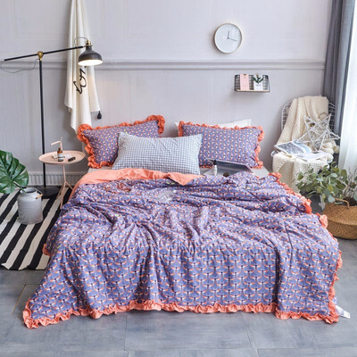 

New Lotus Leaf Edge Washing Cotton Summer By Imitation Pure Cotton Comfortable Air Conditioning Blanket Cool Summer Blanket