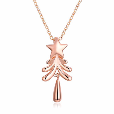 

Yoursfs New Tiny Christmas Tree Charm Necklace Rose GoldSilver Color Wishing Stars Pendant Necklace For Christmas Gift