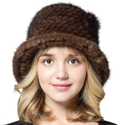 

MsMinShu Genuine Mink Fur Hat Hand Knitted 100 Real Mink Fur Cap Winter Warm Hat Fashion Ladys Cap Women Hat