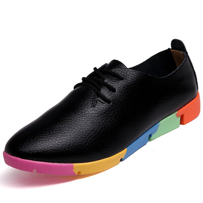 

2018 new breathable genuine leather flats shoes woman sneakers tenis feminino nurse peas flats shoes plus size women shoes