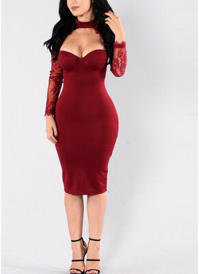 

Hot Women Lace Floral Party Bodycon Dress