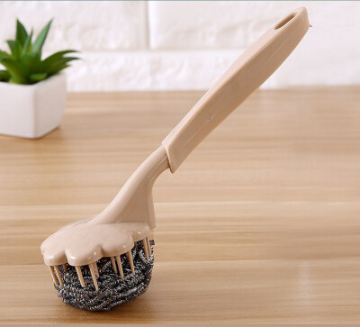 

Long handled steel ball scrubbing brush stainless steel clean ball steel ball handle brush clean ball brush