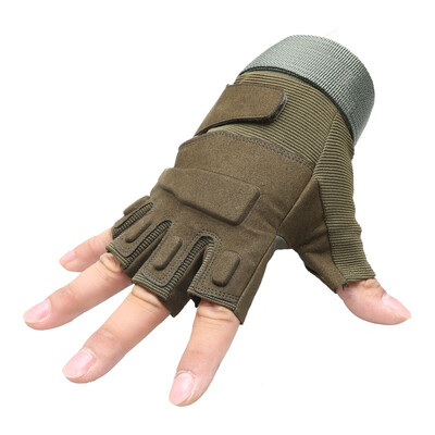 

(TUYUE) semi-finger gloves sports army fans special forces outdoor leisure fitness mountaineering anti-skid anti-cut riding tactics fighting fighting Sanda gloves upgrade green half finger