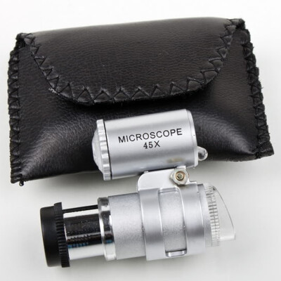 

45X Mini Microscope Magnifier Magnifying Glass Jeweler Loup 2LED Light