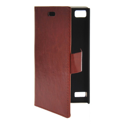 

MOONCASE Slim Leather Side Flip Wallet Card Holder Pouch with Kickstand Shell Back Case Cover for BlackBerry Z3 Brown