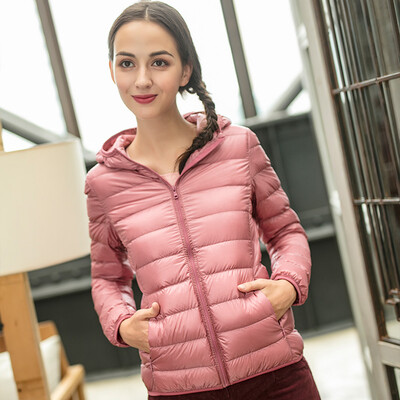 

Intercrew light down jacket female 2018 winter new female models fashion casual Korean version of the thin section hooded light down jacket female ICR4UD52A pink