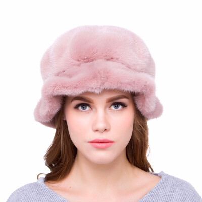 

Winter womens warm hat real mink fur suede handmade natural fur cap fashion personality design 2018 new discount popular city