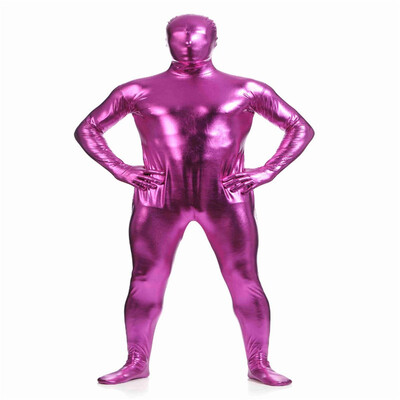 

Gesikai Men Shiny Metallic Full Bodysuits Zentai Suit Adults Unisex Catsuit Fancy Halloween Costumes