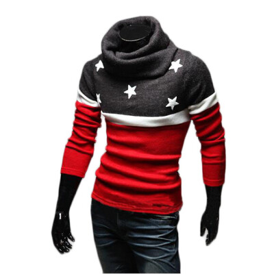 

Zogaa New Mens Sweater High Collar Embroidery