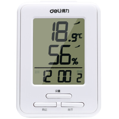 

Effective (deli) 8959 LCD screen alarm alarm temperature and humidity meter with a probe can be wall can be white