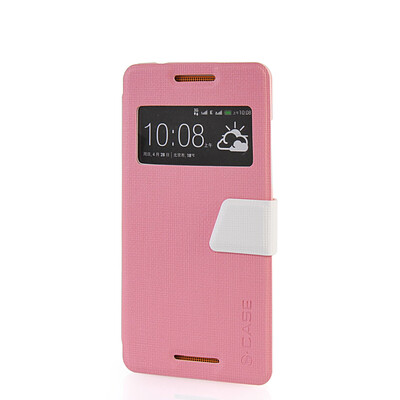 

MOONCASE View Window Leather Side Flip Pouch Ultra Slim Shell Back ЧЕХОЛ ДЛЯ HTC Desire 600 Pink