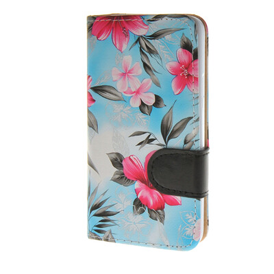 

MOONCASE Elegant Flower PU Leather Wallet Flip Card Slot Holster Pouch Stand Shell Back Case Cover for Samsung Galaxy A3 Blue