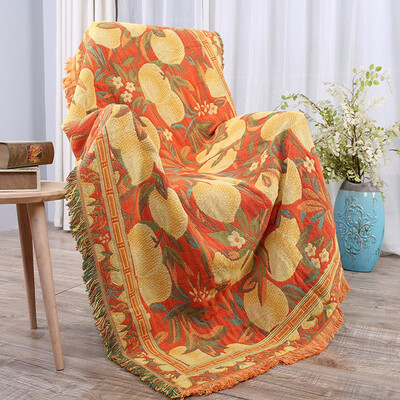 

Drop Ship Peach Cotton Sofa Throw Blanket Knitted Chair Sofa Cover Towel Couch Carpet Soft Travel Plaids Cover Bedding Tapestry