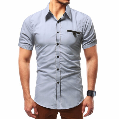 

Mens Summer Short Sleeved Self Cultivation Personality Shirt Casual Fashion Collar Shirt
