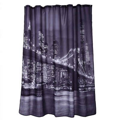 

City Night View Pattern Waterproof Bathing Shower Curtain Bathroom Decor