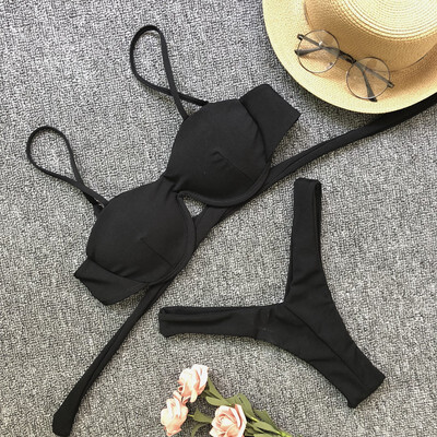 

Womens pure color swimsuit sexy bikini