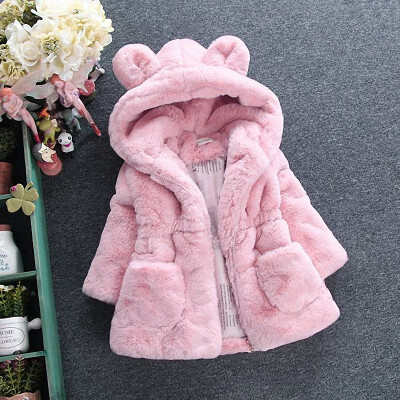 

2018 New Winter Baby Girls Clothes Faux Fur Fleece Coat Pageant Warm Jacket Xmas Snowsuit 1-8Y Baby Hooded Jacket Outerwear