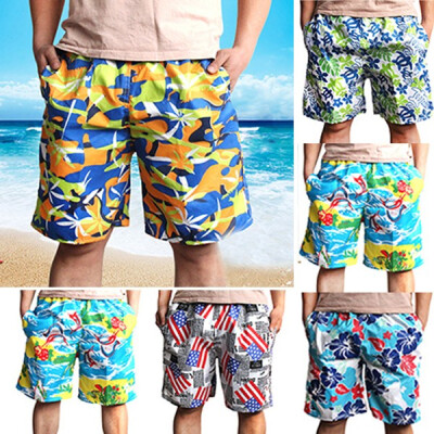 

1 Pair Random Mens Fashion Casual Sports Breathable Beach Printed Drawstring Loose Shorts