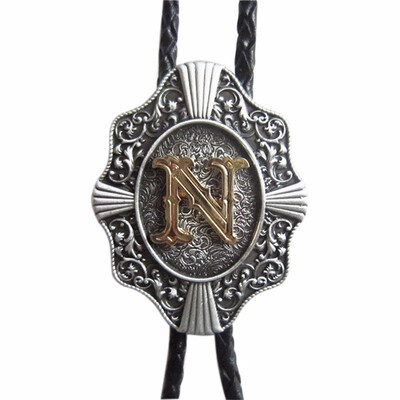 

Men Bolo Tie Original Initial Letter Western Cowboy Cowgirl Wedding Bolo Tie Leather Necklace