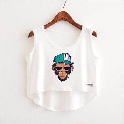 

Women Crop Top Sleeveless Print Summer Casual Top Women Short t-shirt Vest Tank Tops