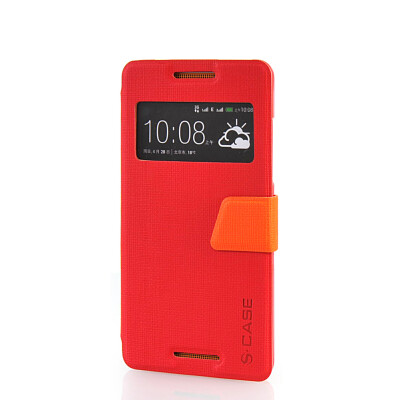 

MOONCASE View Window Leather Side Flip Pouch Ultra Slim Shell Back ЧЕХОЛ ДЛЯ HTC Desire 600 Red