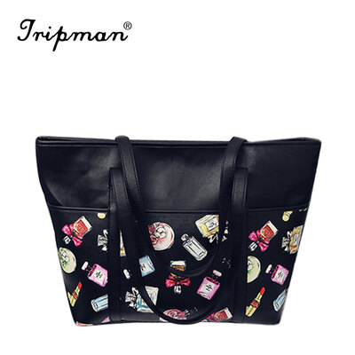 

Tripman Casual PU Leather Bags New 2016 Floral Women Handbags Printing Women Shoulder Bags Large Casual Tote Handbag