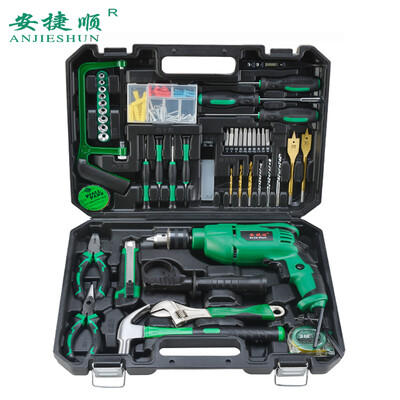 

An Jieshun ANJIESHUN Multi-function Impact Drill Set Drill Toolbox Household Electric Hammer Hand Drill Electric Screwdriver Power Tools