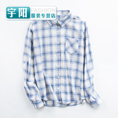 

For ladies spring dress on the new 2017 plaid shirt female long sleeve Han Fan literary students