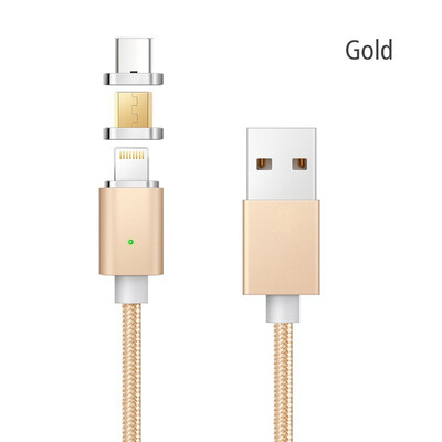 

Weaving three-in-one magnetic data cable Applicable to Apple Android Type-C two-in-one drag three USB charging cable