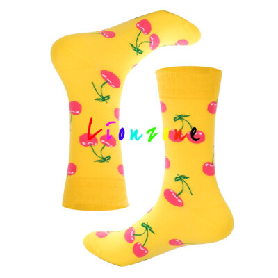 

LIONZONE Winter Warm Women Socks Unisex Rainbow Cherry Crane Pineapple Lemon Harajuku Colorful Funny Cotton Crew Socks