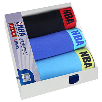 

[Jingdong Supermarket] NBA underwear men's flat underwear comfortable cotton underwear simple wide side section 3 gift box L