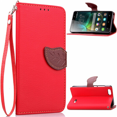 

MOONCASE [Leaves Magnetic] Wrist Strap Flip PU Leather Wallet Card Pouch Bracket Stand Back Case Cover for Huawei Honor 4C