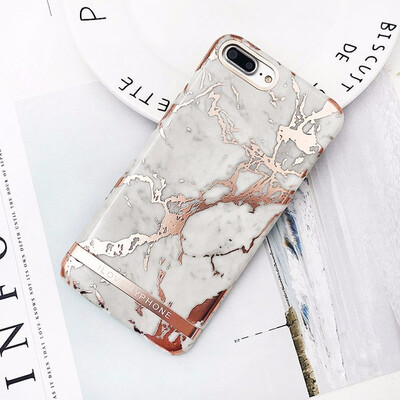 

Gold Plating Marble Case For iPhone 7 8 6 6s Plus Ultra Thin Hard PC