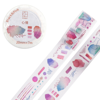 

Kinbor hand book&paper tape 20mm7m hand book sticker color tape Black pink - whale DTB64338