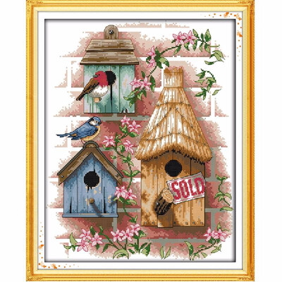 

DIY Handmade Needlework Counted Cross Stitch Set Embroidery Kit 14CT Log Cabin Pattern Cross Stitching 37 44cm Home Decoration