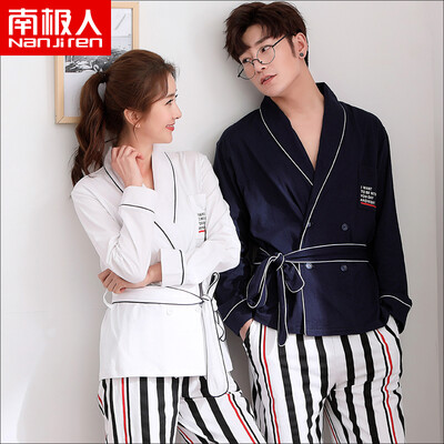 

Antarctic cotton pajamas male Korean version of the kimono couple pajamas women can wear long-sleeved casual home service suits womens kimono sets