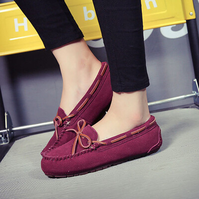

Genuine Leather winter women loafers Wool inside flat suede shoes woman flats