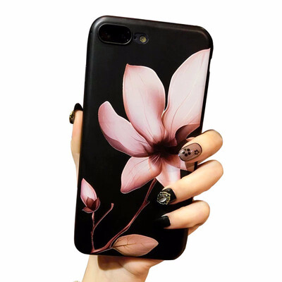 

Fashion 3D White Flower Paint Phone Case For iPhone5 7 8 6 6s Plus X
