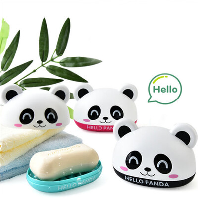 

Bingyou cute cartoon panda soap box with water filter soap box bathroom