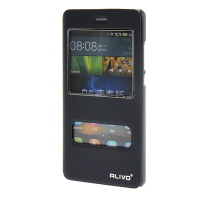 

MOONCASE Huawei Ascend P8 Lite чехол Double Window View Leather Flip Bracket Back чехол Cover Sapphire