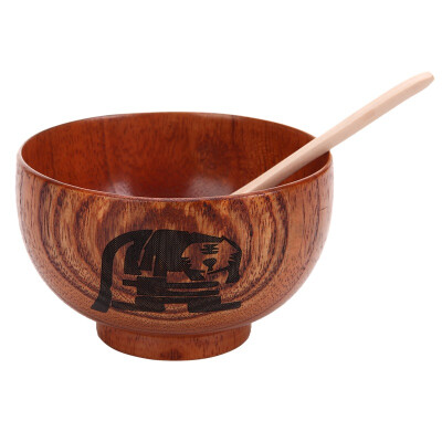 

Jade Wooden Bowl Zodiac (tiger) engraved bowl of rice bowl of children adult creative bowl Japanese bowl to send wooden spoon JC-W1889