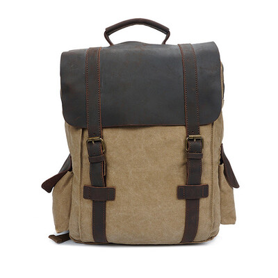 

Men Casual Canvas Backpacks Vintage School Bags Young Large Capacity Travel Bag Women Mochila Leather Laptop Backpack Rucksack