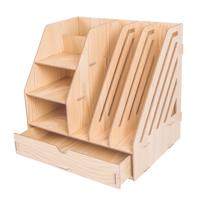 

Jinlongxing Glosen creative wooden file basket file holder file tray file holder manual combination DIY with drawer office supplies desktop storage box D2061 wood grain