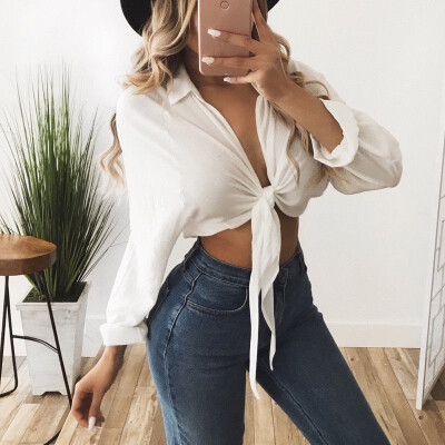 

Fashion Women Casual Tank Crop Tops Vest Blouse Off Shoulder Long Sleeve T-Shirt