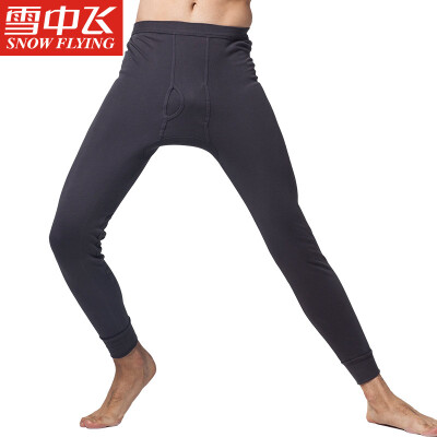 

Snow flying autumn pants mens warm pants cotton single piece long pants comfortable close-fitting autumn&winter cotton base base cotton pants dark blue 185