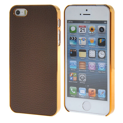 

MOONCASE Litchi Skin золото Chrome Hard Back чехол для Cover Apple iPhone 5 / 5G / 5S браун