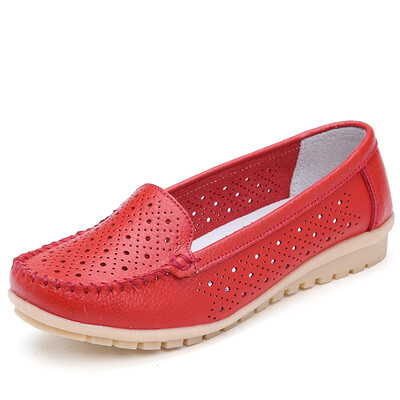 

2018 Spring women flats shoes women genuine leather shoes woman cutout loafers slip on ballet flats ballerines flats