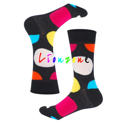 

LIONZONE 2018 Hot Happy Socks Unisex Men Women With Stripes Design Cotton Colorful Dots Stripes Socks Crew Socks Funny Gift